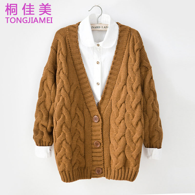 桐佳美 2017秋冬新品 韩版毛衣外套加厚学院风