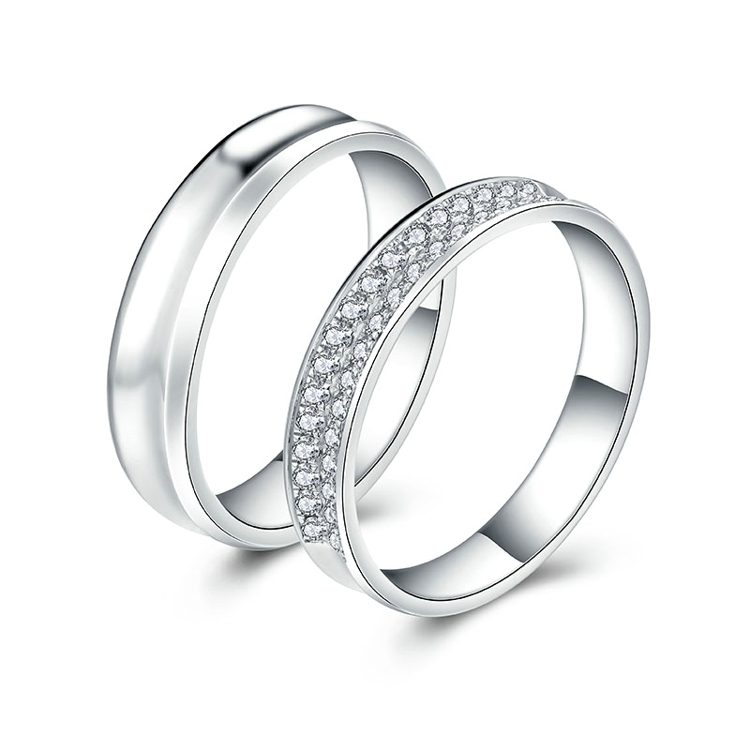 珂兰 白18k金结婚钻石对戒 星空z 男款 订制