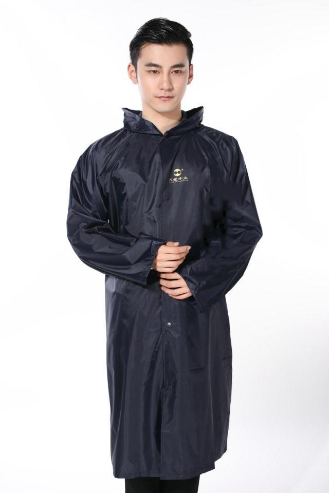
                                                                                天堂NF-2 尼龙绸男款风衣式风雨衣 成人雨衣 后背有荧光条 藏青 XL                