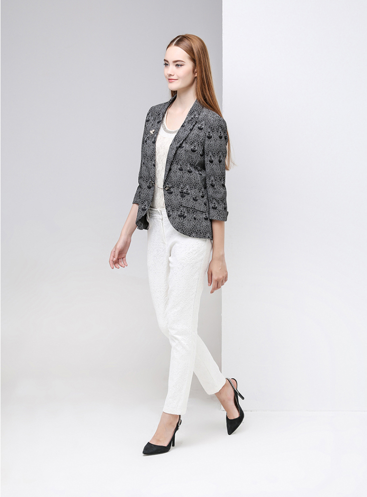 红袖 秋装新款 显瘦小西装外套修身女士西服上衣H2051333A 106米色 S