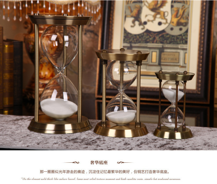 
                                        BRESH 佰芮仕 金属沙漏计时器15/30/60分钟 结婚生日创意家居客厅书房饰品摆件 旋转沙漏15分钟                