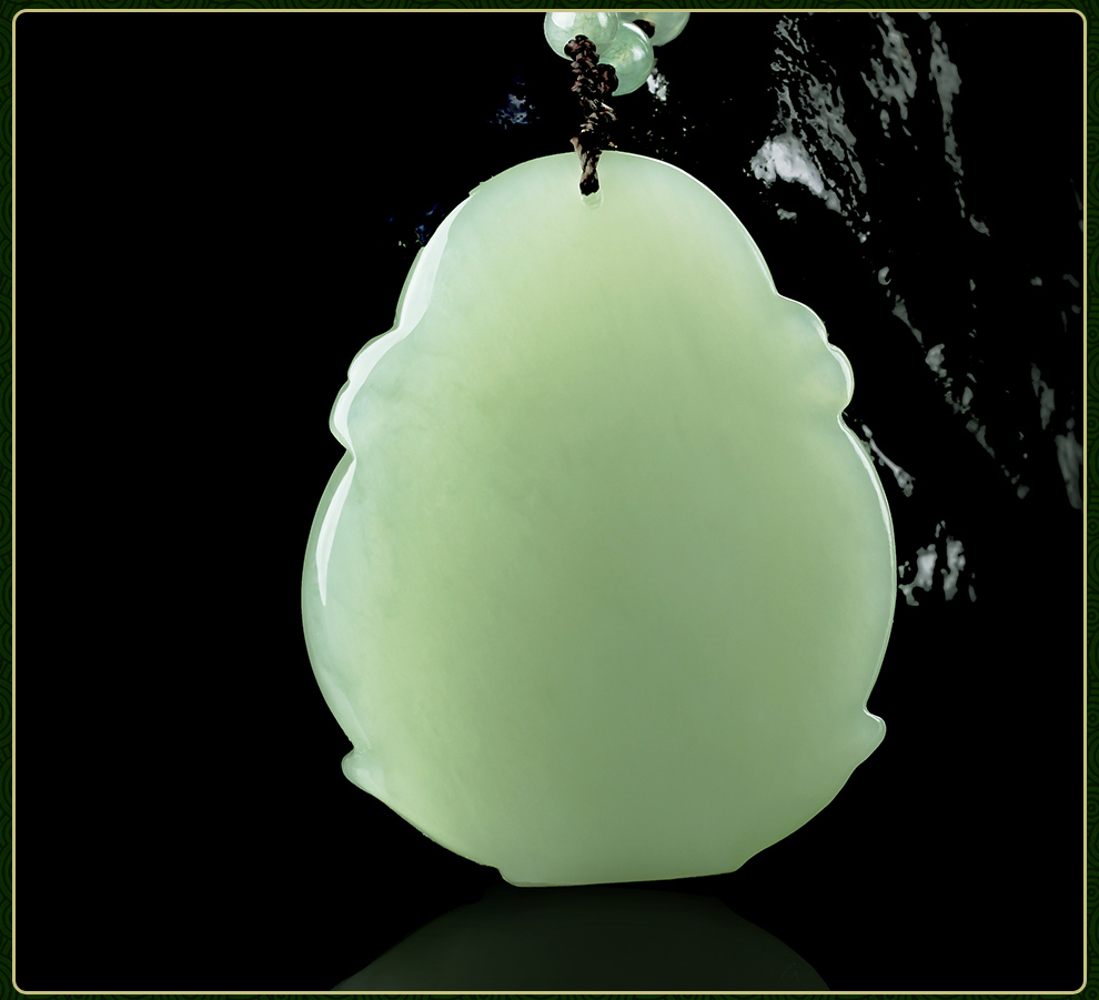 玉至峰 和田玉细料观音吊坠男款玉石挂件菩萨佛玉吊坠玉牌 配翡翠项链