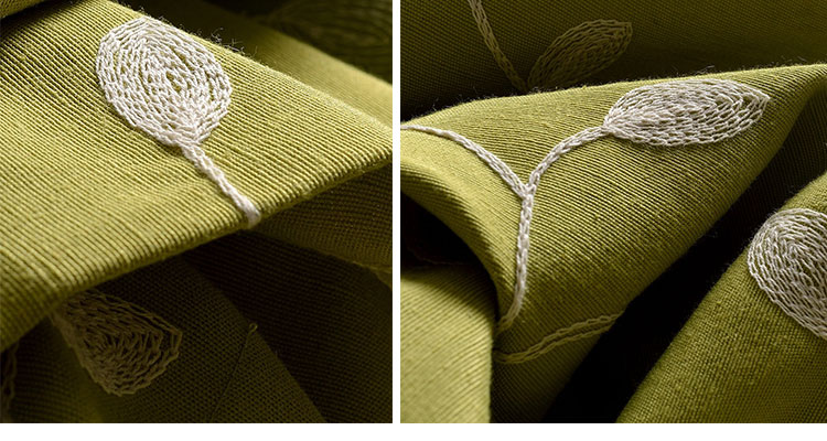 喜欢屋简约田园自然半遮光窗帘成品 茶青色 每1米宽布帘