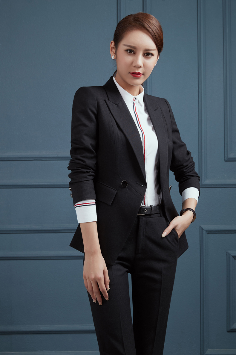 慕淘2020新款职业装女白领套装黑西装套裙工装制服气质珠宝店美容院