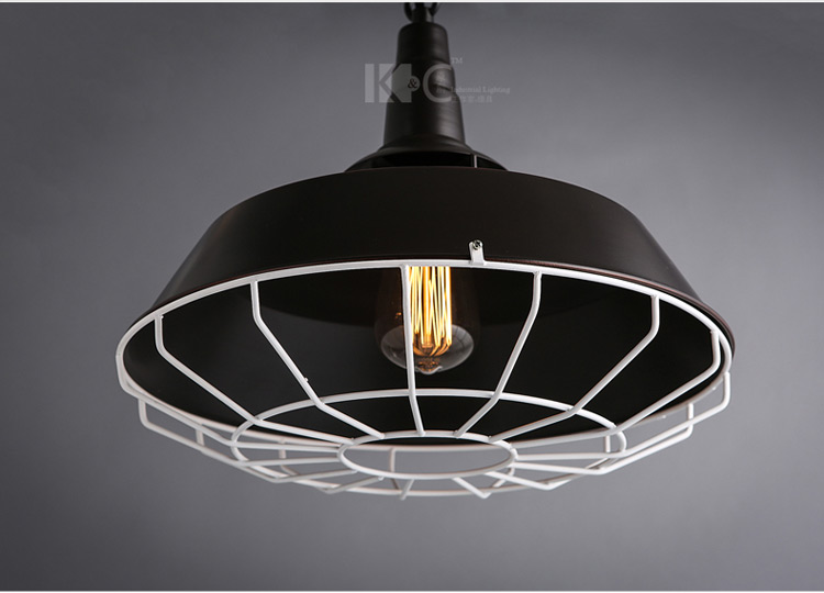 【kc灯具】美式乡村loft铁艺锅盖吊链吊灯铁笼灯罩装饰吊灯酒吧灯 d50