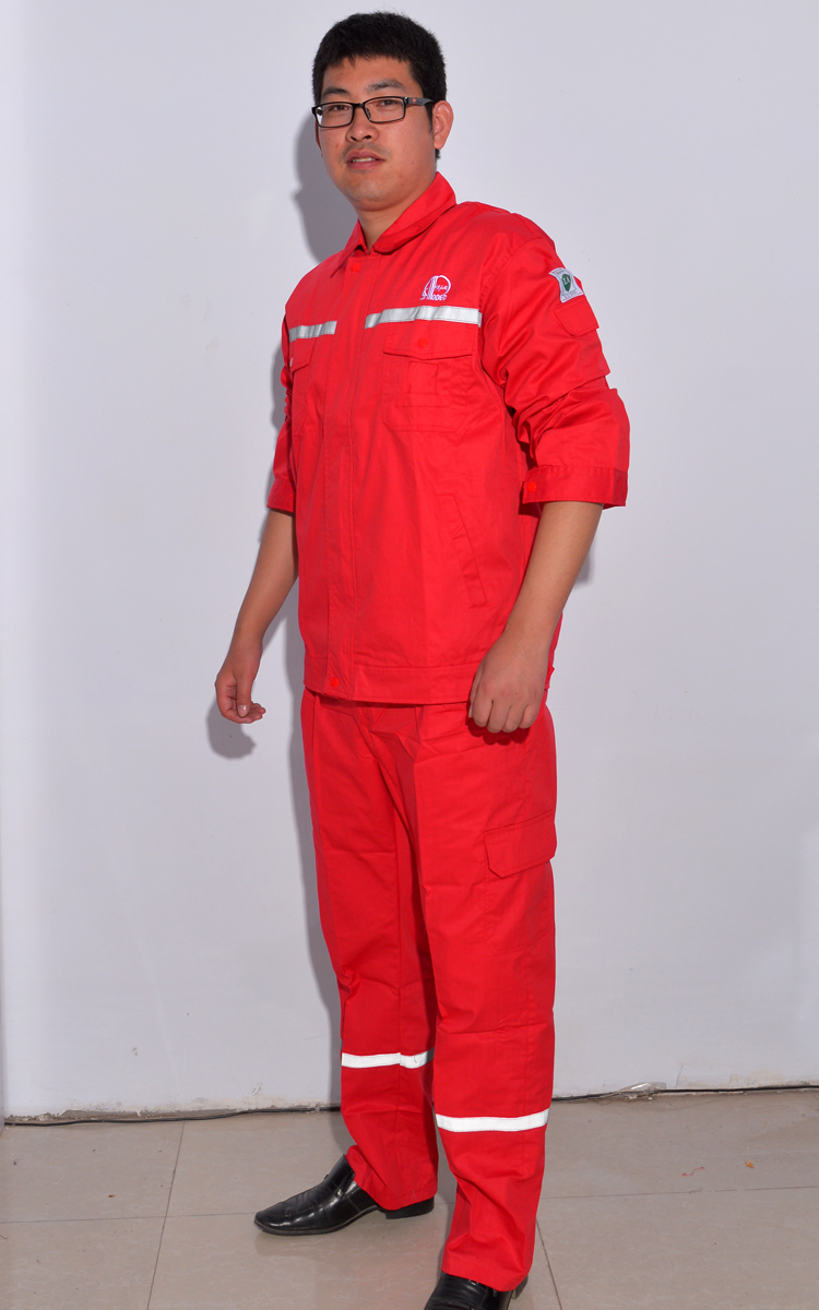 中国石化工作服夏薄款 长袖石化防静电工服套装油田石油劳保工作服衣