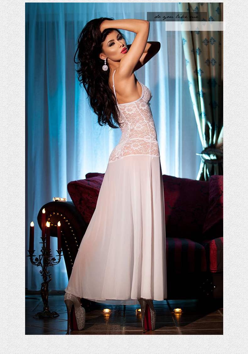 chilirose进口情趣内衣女套装蕾丝透明长裙性感高开叉睡衣夜店主播晚