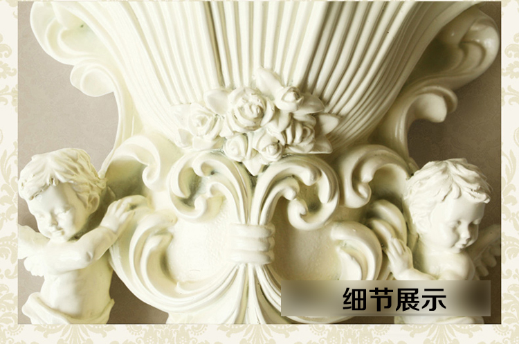 
                                        欧式墙壁花瓶墙上装饰品挂件天使壁饰花蓝花盆立体壁挂墙饰花插器 YH0048A-3描金套装                
