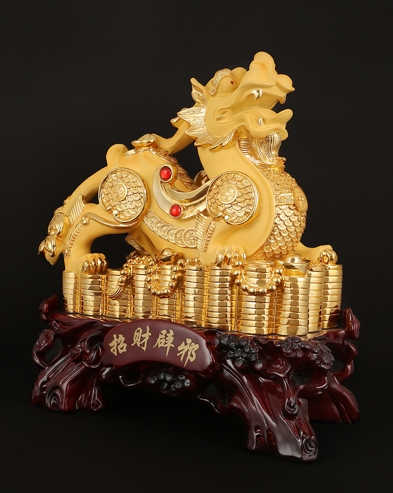 吉善缘 招财金钱貔貅摆件一对 大号皮丘工艺礼品店铺开业送礼家居乔迁