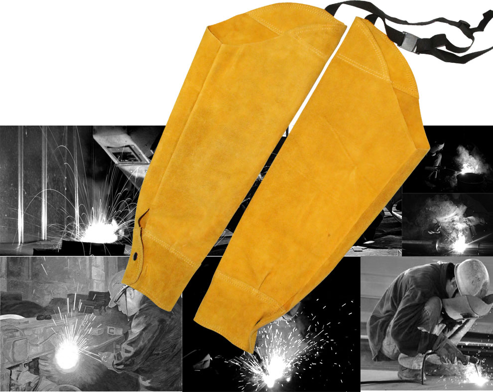 tybaoly 电焊牛皮套袖均码防火星防烫焊工护臂袖套加厚劳保 加厚款