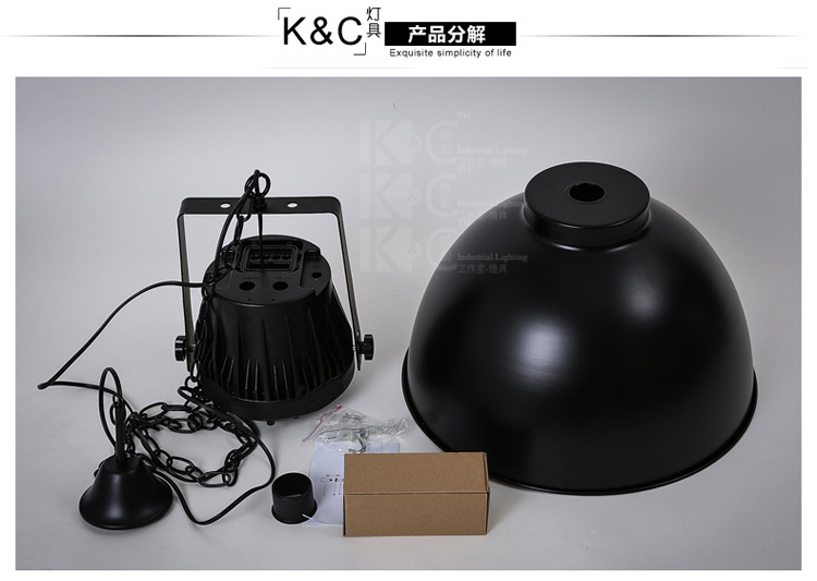 kc灯具黑色工业风复古铁艺吊灯阳台过道办公室仓库吊灯美式灯罩灯 P3668-含1枚烟火灯泡