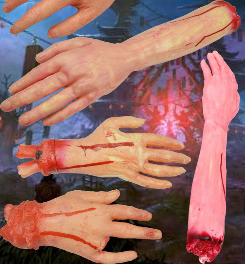 万圣节恐怖场景装扮鬼屋密室整蛊道具仿真断头鬼头断手断脚假肢心脏