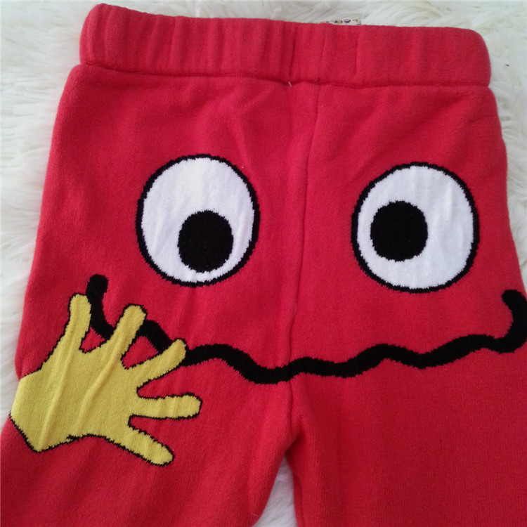 春秋新款韩版男童女童打底裤纯棉童装线裤卡通保暖修身靴裤儿童毛裤