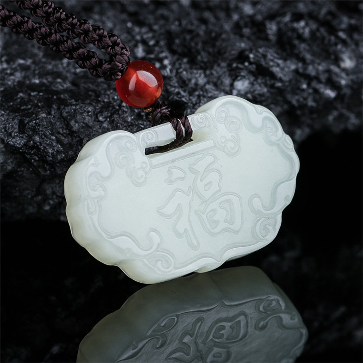 碧凤阁和田玉平安锁吊坠白玉玉石长命锁玉锁宝宝儿童挂件玉坠款式二