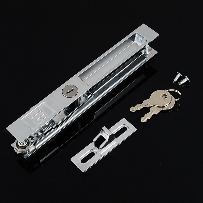 90推拉窗双面钩锁铝合金门窗锁推拉门锁窗锁移门钩锁带钥匙勾锁 双面
