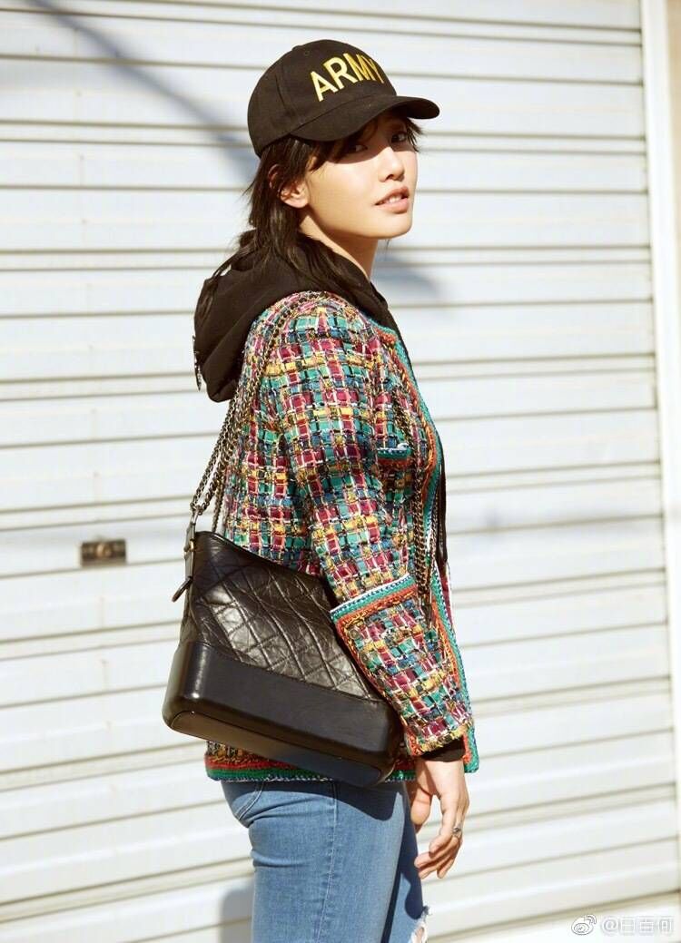 北狐明星杨幂白百何同款包流浪包真皮小香菱格链条包水桶包羊皮女包单