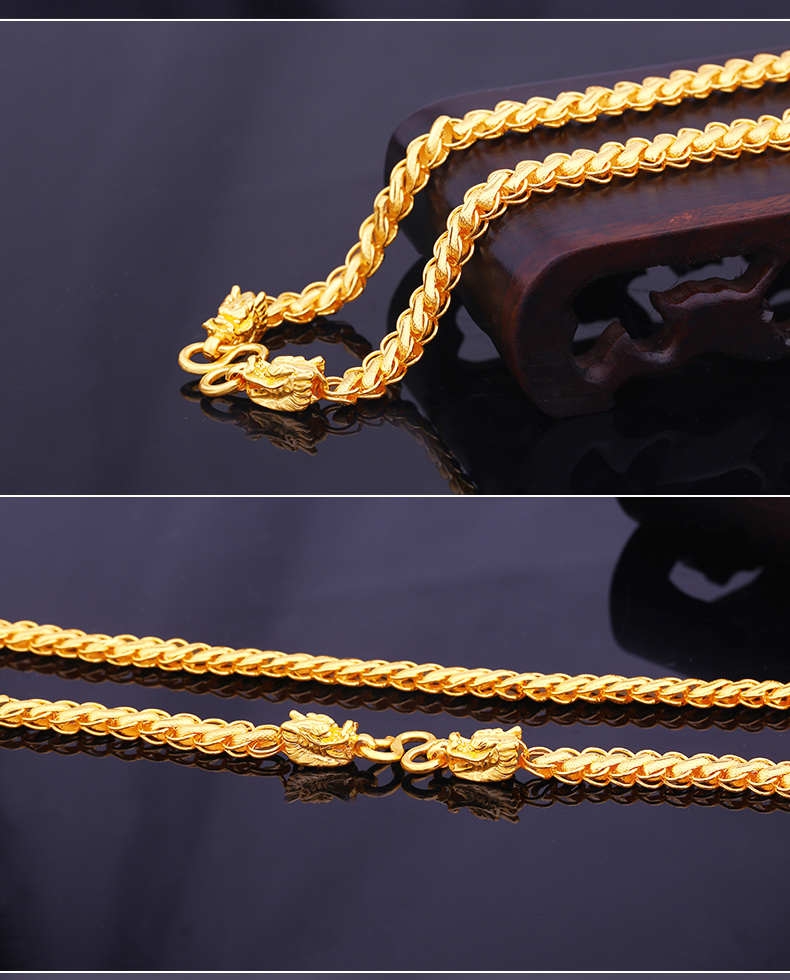 【年货节】金龙珠宝 黄金项链男款 9999足金男士龙头链泰国链霸气老板