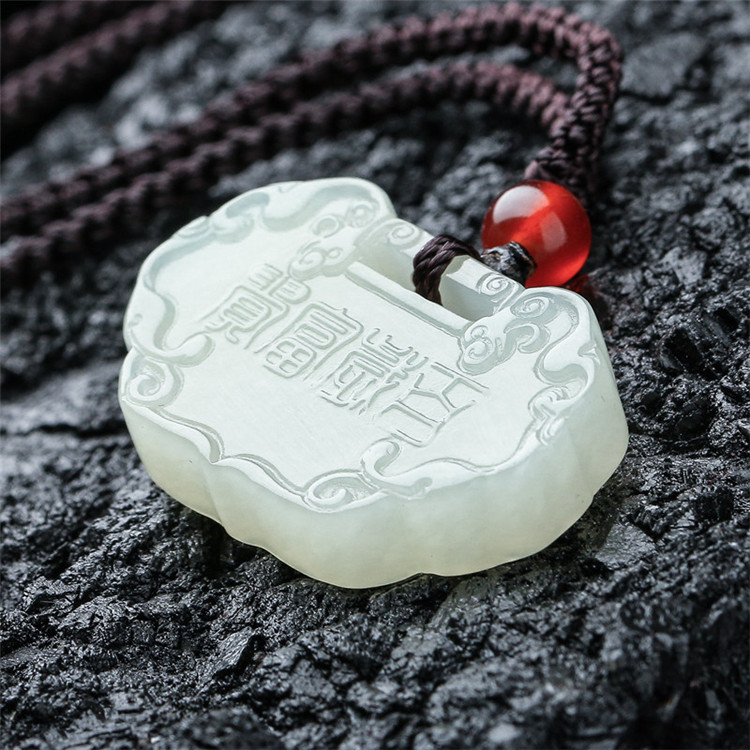 碧凤阁和田玉平安锁吊坠白玉玉石长命锁玉锁宝宝儿童挂件玉坠款式二