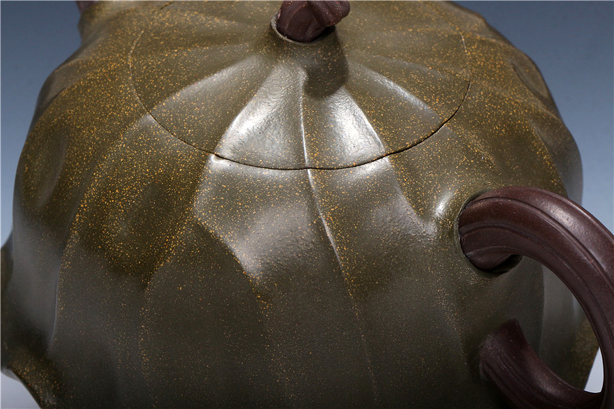 原矿绿泥 国家工艺美术师朱俊锋作品 荷叶壶 附证书 执壶照 保真品