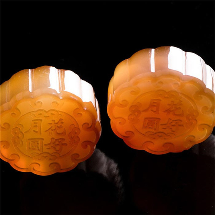 西玺天然玛瑙中秋玉石月饼礼品玉髓团圆摆件单个