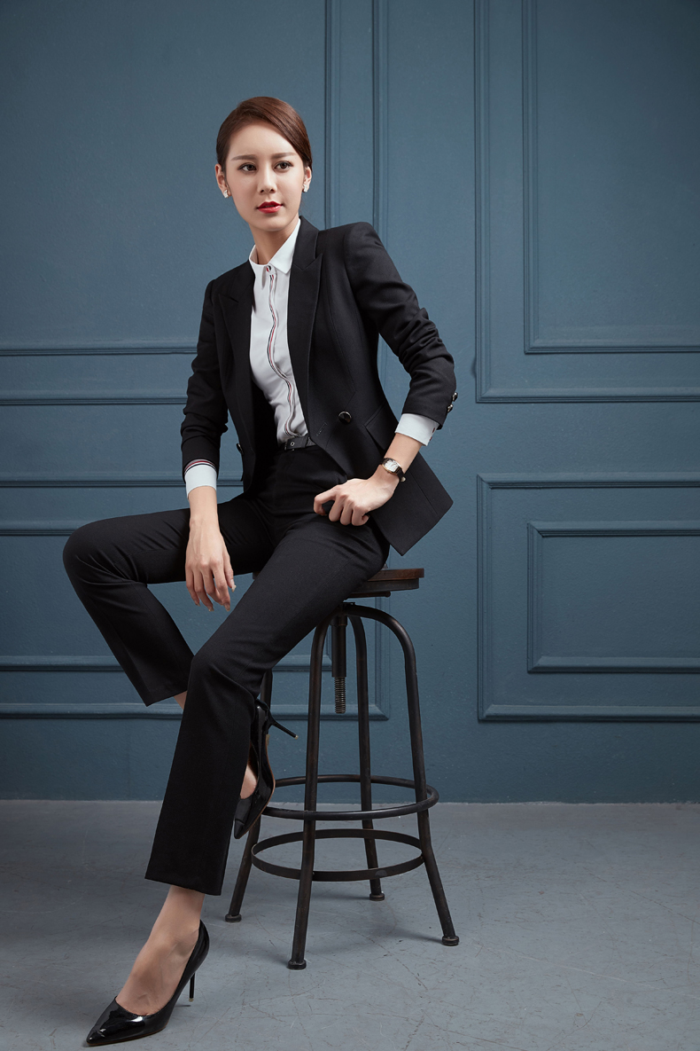 慕淘2020新款职业装女白领套装黑西装套裙工装制服气质珠宝店美容院