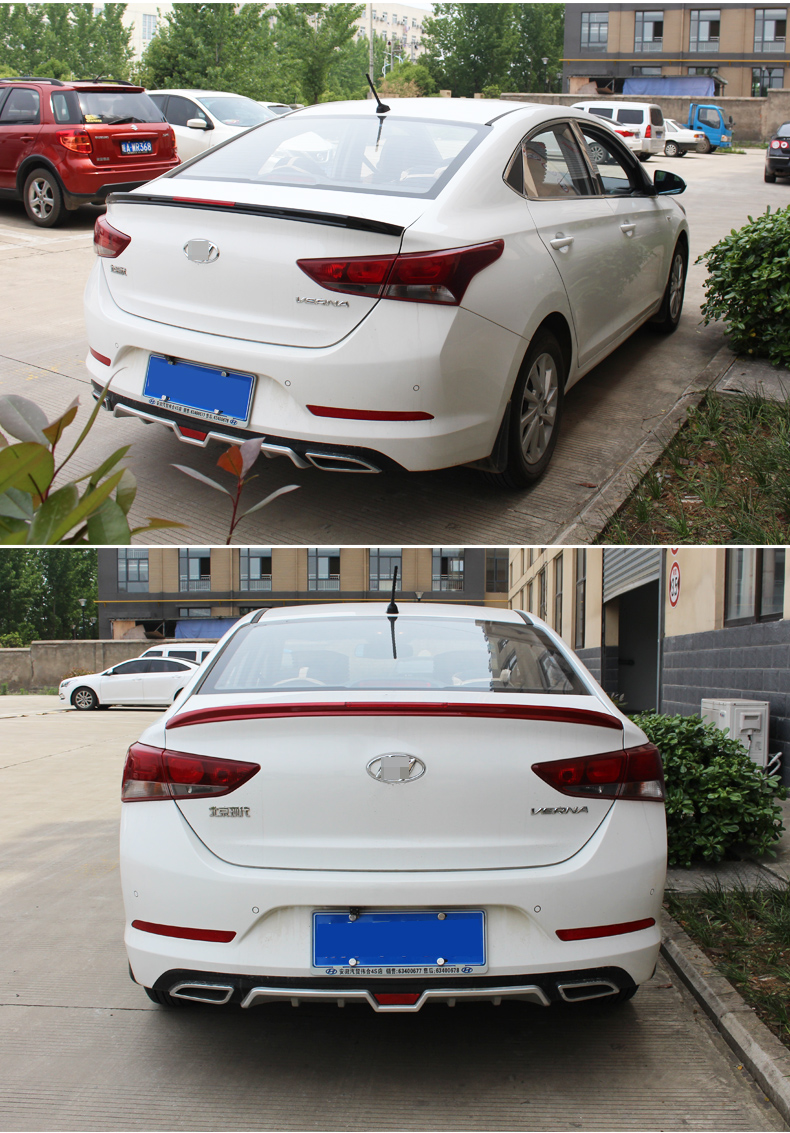 热迈 现代悦纳尾翼 专用烤漆压尾定风翼扰流板改装 悦纳带反光片款