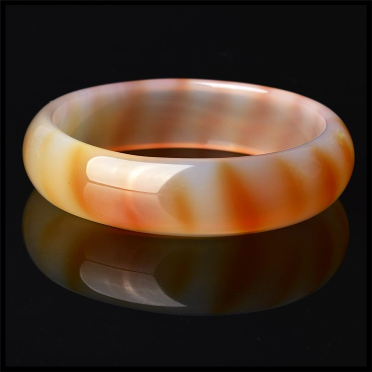 万年一玉 玉石玛瑙玉髓手镯条纹时尚女款玉镯子虎纹 56