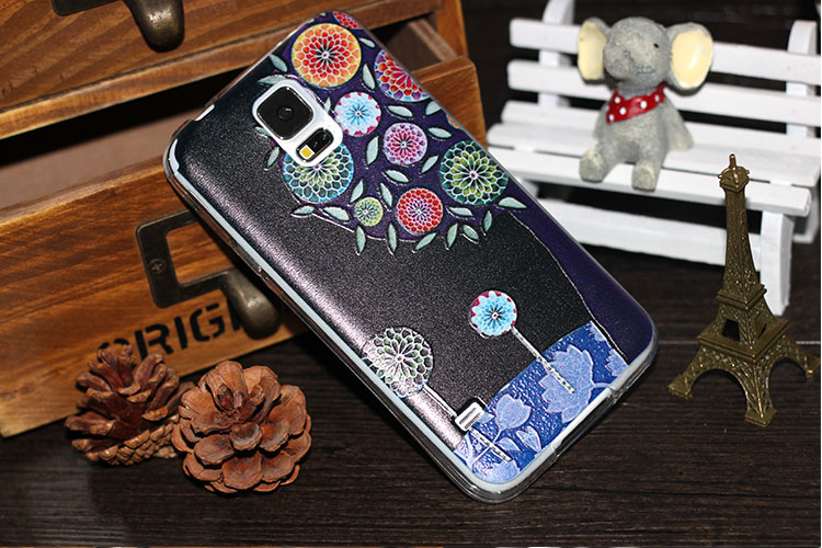 三星s5/g9600 手机壳 保护套 三星s5手机壳 浮雕质感硬壳系列 紫树