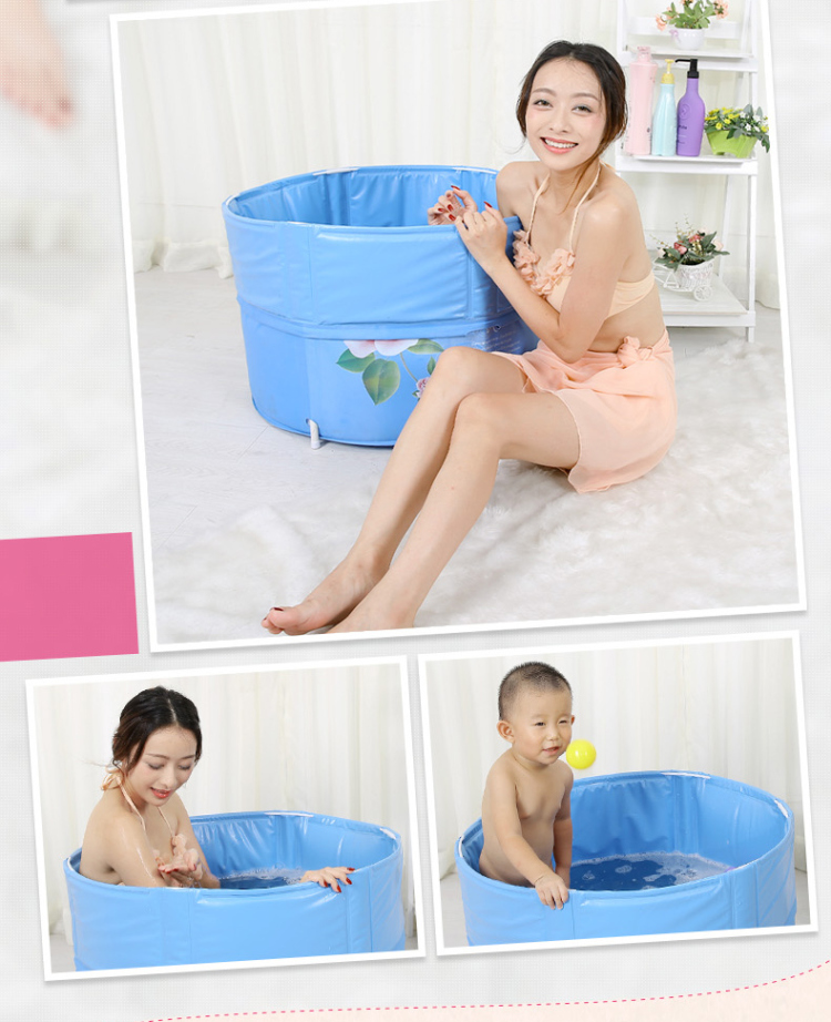 
                                        蜀丽康折叠泡澡桶 成人洗澡盆婴儿童塑料沐浴桶 套餐一蓝色70*68                