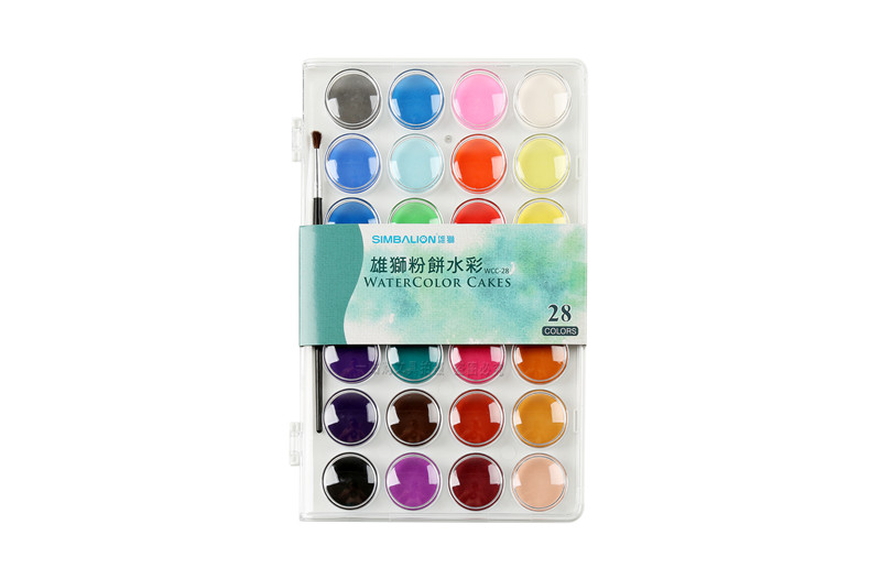 创意雄狮固体水彩36色28色16色12色水彩颜料写生粉饼水彩36色单盒