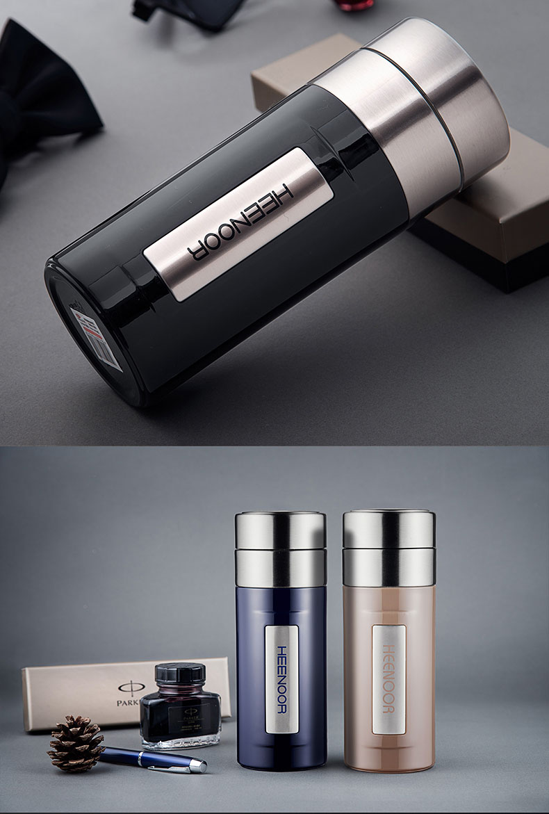 希诺保温杯老板杯男士高档商务办公水杯304不锈钢双层真空水杯 高管