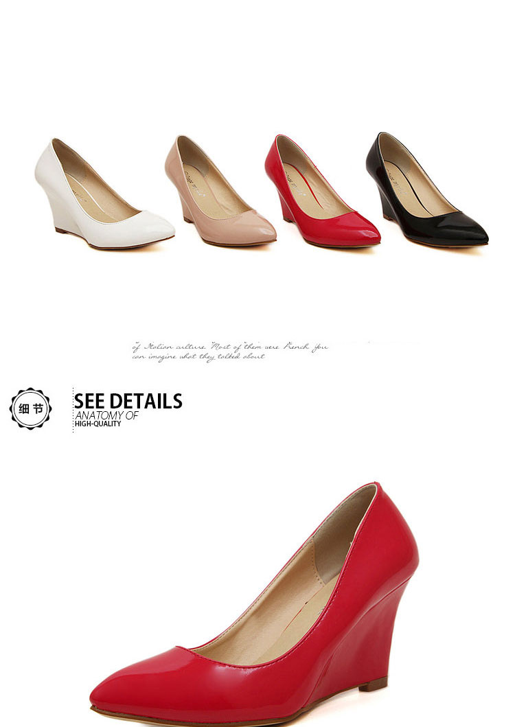 crapemyrtle2015新款女鞋韩版时尚简洁甜美性感显瘦浅口尖头坡跟低