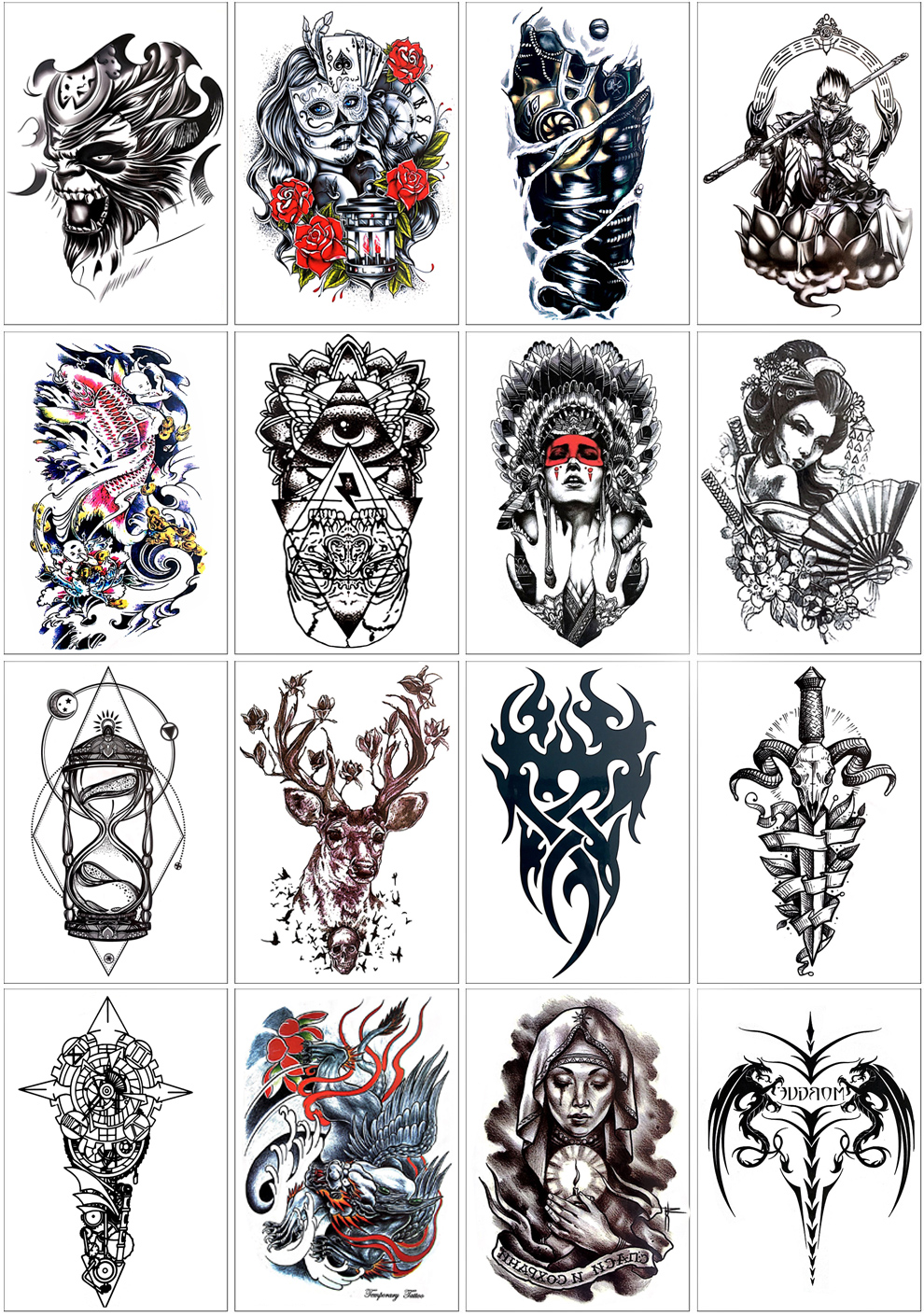 纹墨轩仿真防水纹身贴男花臂刺青纹身贴防水女仿真刺花臂 防水纹身