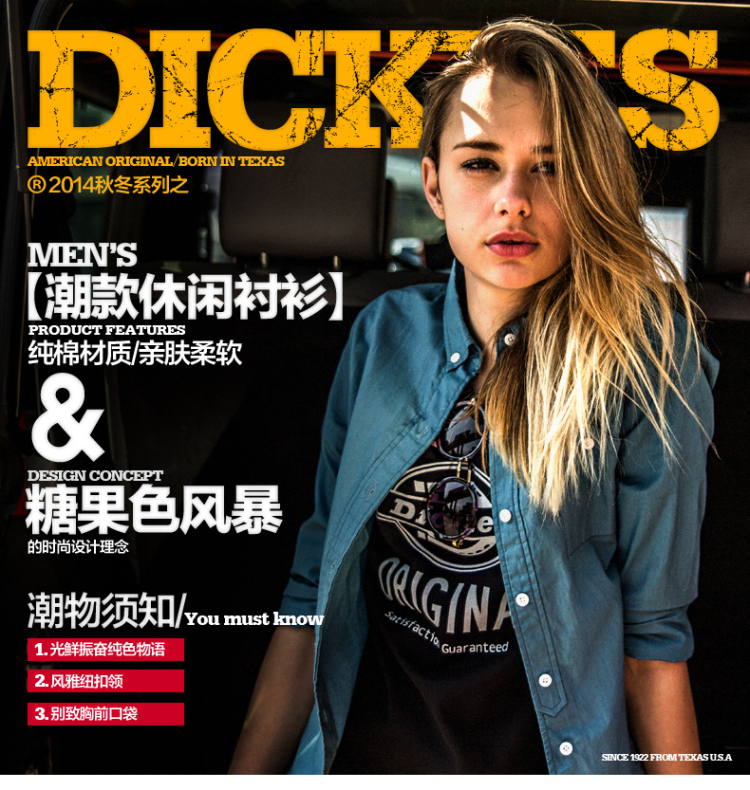 Dickies女式棉细平布长袖衬衫dk151 MY芥末黄 (XL) 170/92A