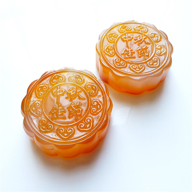 西玺天然玛瑙中秋玉石月饼礼品玉髓团圆摆件单个