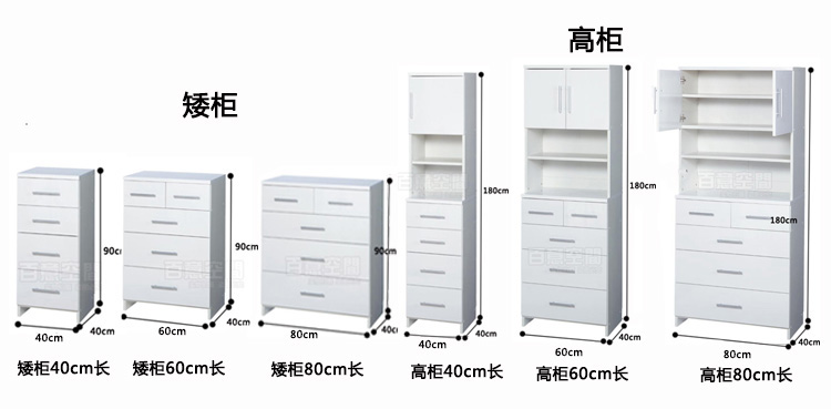 高柜80cm长:长80cm*深40cm*高180cm(尺寸可定制)
