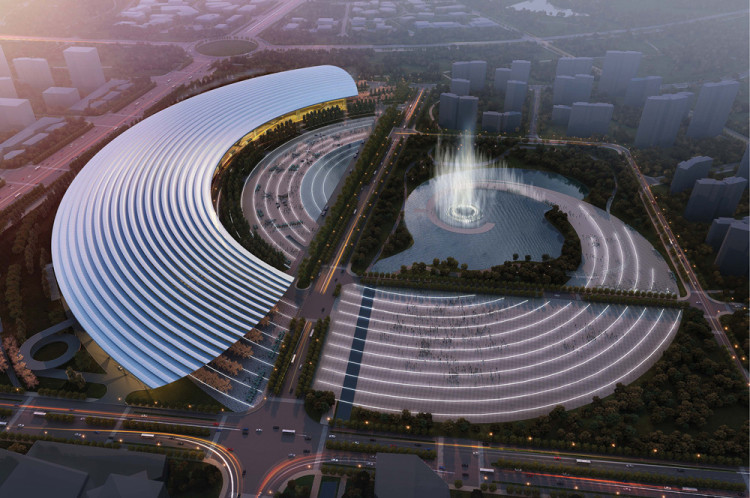 绿地国际博览城,是以商务,商业,居住,会展会议,风情小镇,文化旅游