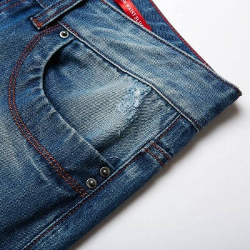 mecity2015春装新款男破洞修身牛仔裤557049 浅蓝色 180/86a