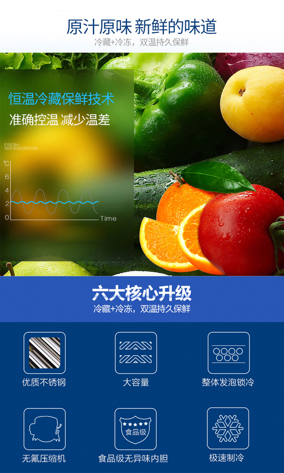 雪花(snowflk)商用四六门冰柜 立式冷藏冷冻保鲜柜 展示柜冷柜 厨房
