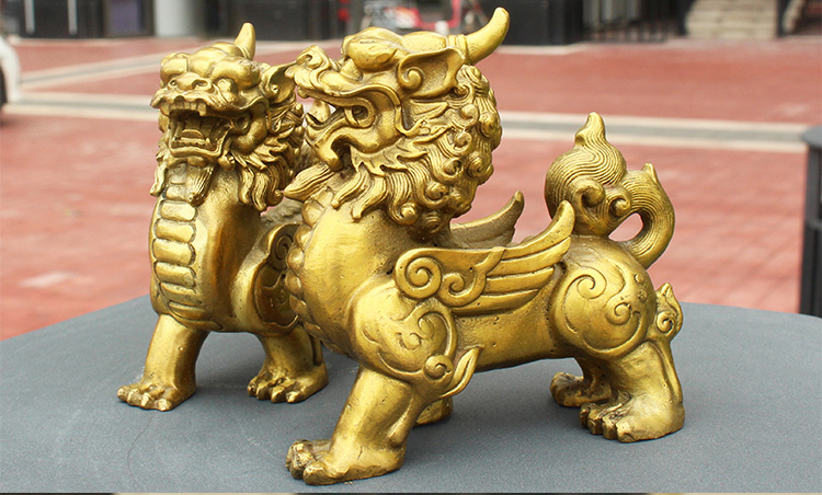 妙如意铜貔貅摆件独角兽神兽獬豸铜皮休铜器皮丘家居工艺品88寸