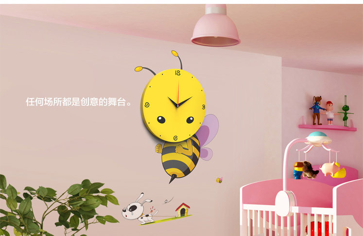 
                                        娜芸 创意3D立体环保壁纸墙贴DIY钟表挂钟 艺术壁钟 DIY卡通墙贴静音时钟 赶集鸟                