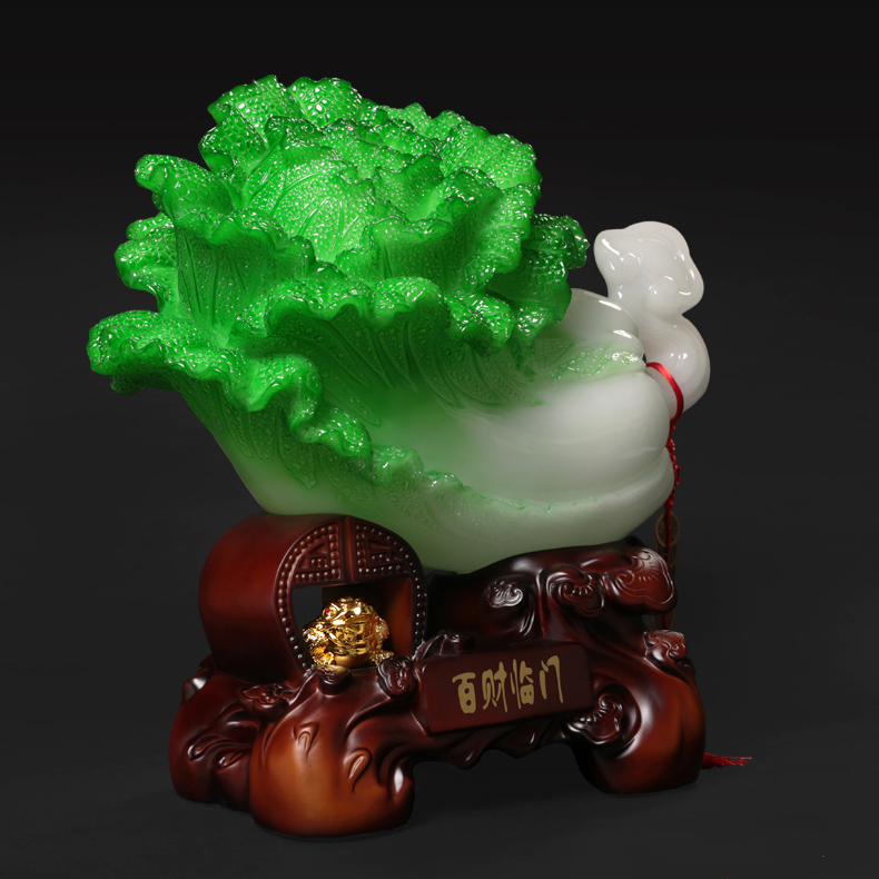 吉善缘 酒柜装饰品玉白菜 客厅装饰百财摆件工艺品家居客厅装饰品