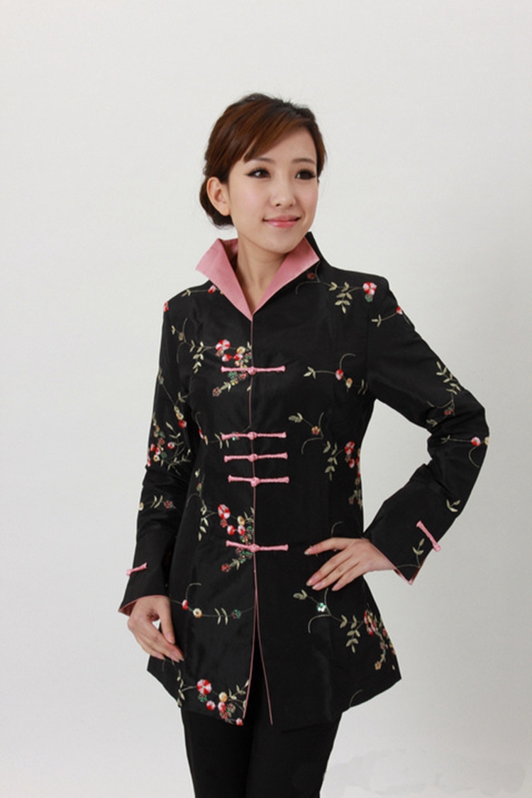 秋冬时尚女装长唐装上衣长珠片上衣中国风唐装时尚改良妈妈修身服装大