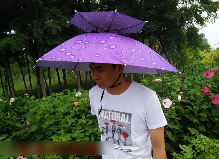 旅游摄影户外出行钓鱼伞三折叠头戴式晴雨伞帽伞新款创意个性头伞雨具