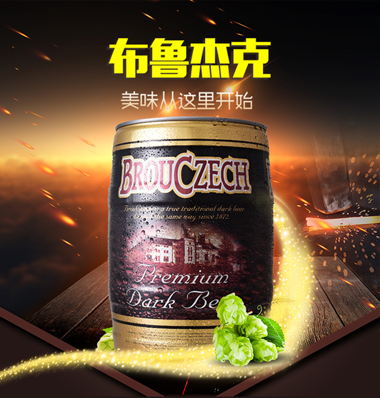捷克进口啤酒 brouczech布鲁杰克 500ml×24听 整箱装 黑啤拉格桶啤可