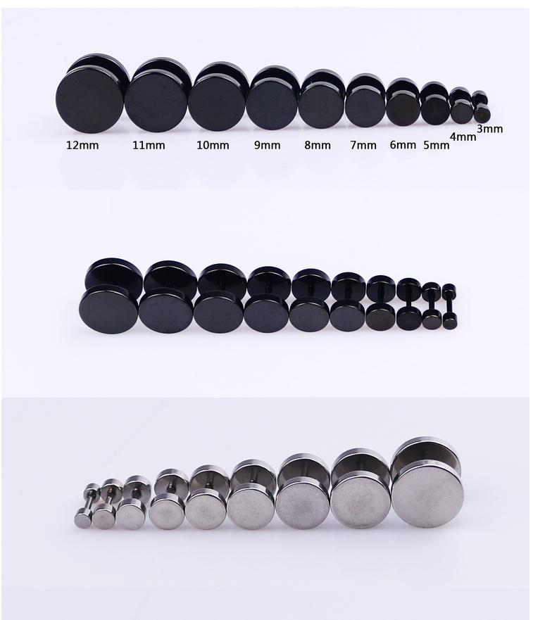 个性黑色耳环女生双面耳夹单只潮男饰品 【黑色单只】 8mm直径【图片