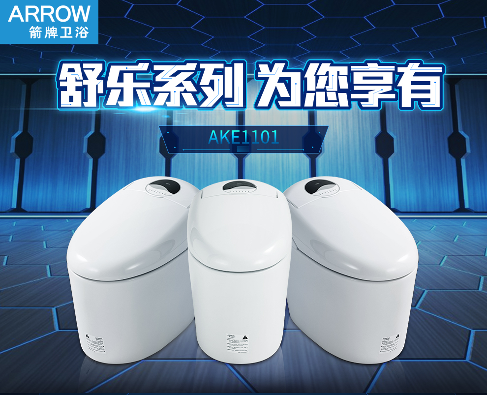 箭牌（ARROW） 智能马桶空气能花洒实木浴室柜套装AKE1101+AE3318+2502 300坑距 赠原装角阀软管密封圈