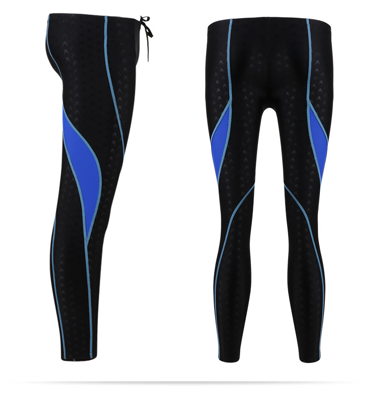 英发(yingfa) 男士鲨鱼暗纹竞速面料九分泳裤9117 -1黑色蓝条 xl