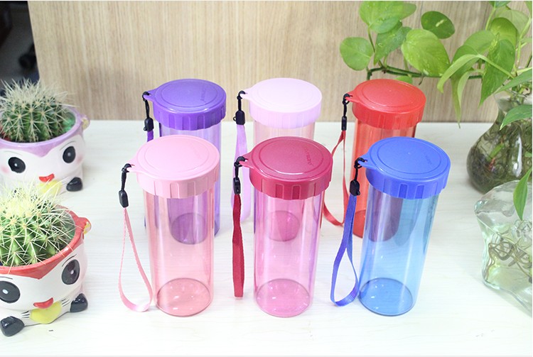 特百惠正品 莹彩随心杯430ml 带提绳茶杯 水杯子防漏无异味 新款紫