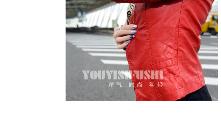 Ne 2016春装新款韩版垫肩水洗PU皮夹克修身机车小皮衣百搭短款皮衣外套女 黑色 L